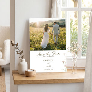 Elegante Minimalistische Roze Roze Wilde Bloemen B Save The Date