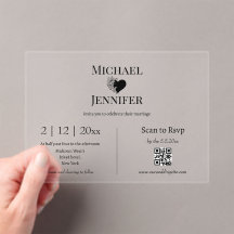 elegante minimalistische RSVP QR-code trouwdag hel