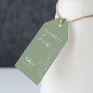 Elegante minimalistische salie groene bruiloft gun cadeaulabel