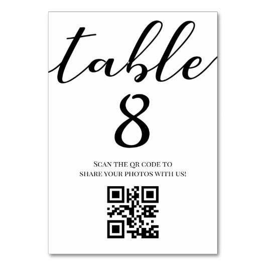 Elegante minimalistische script bruiloft QR-code Kaart (Voorkant)