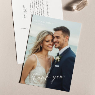 Elegante Minimalistische Script Foto Huwelijk Post Briefkaart