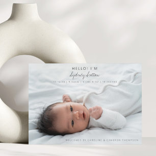 Elegante Minimalistische Script Hello Baby 2 Foto  Aankondiging
