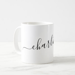 Elegante Minimalistische Script Moderne Naam Geper Koffiemok