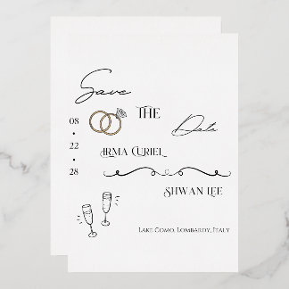 Elegante Minimalistische Script Save the Date Kaar Folie Uitnodiging