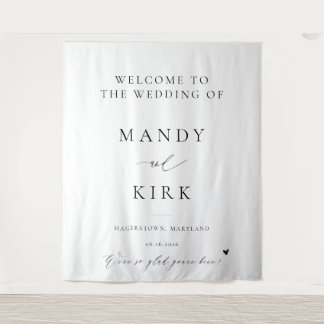 Elegante Minimalistische Script Trouw Welkom Achte Wandkleed