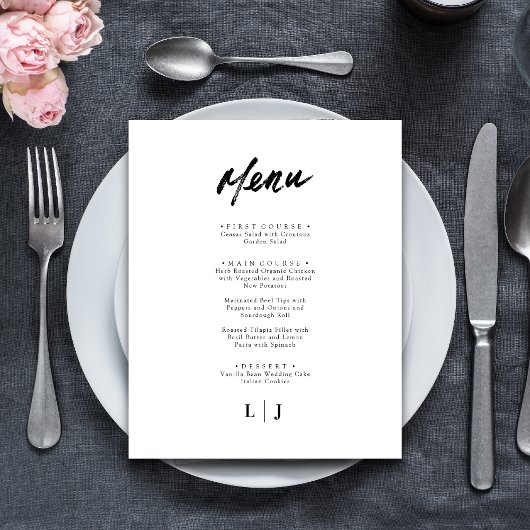 Elegante Minimalistische Script Trouwmenu Kaarten