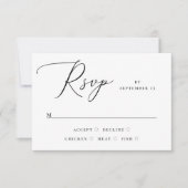 Elegante minimalistische scriptbruiloft | Maaltijd RSVP Kaartje (Voorkant)