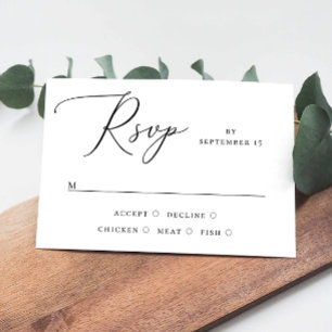 Elegante minimalistische scriptbruiloft   Maaltijd RSVP Kaartje