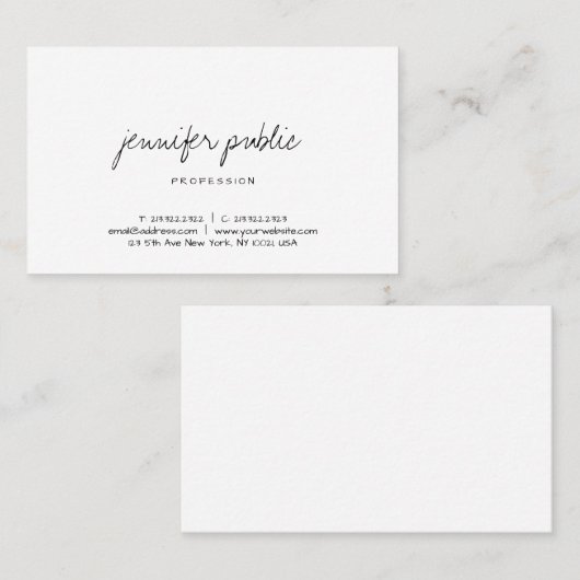 Elegante minimalistische Sjabloon Modern Handgesch Visitekaartje (Voorkant / Achterkant)