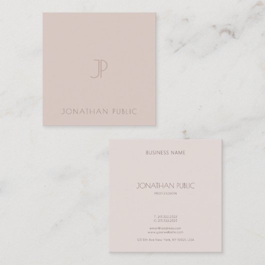 Elegante minimalistische Sjabloon Modern Monogram Vierkante Visitekaartje (Voorkant / Achterkant)