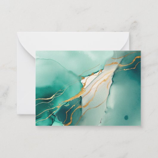 Elegante minimalistische smaragd bruiloft paar mon notitiekaartje (Achterkant)