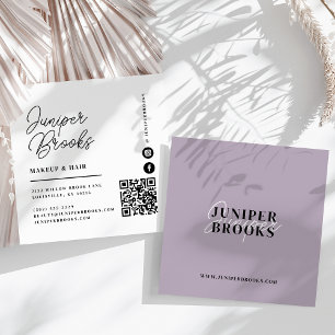 Elegante Minimalistische Stof Paarse QR-code Vierkante Visitekaartje