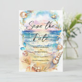 Elegante minimalistische strandbruiloft save the date (Staand voorkant)