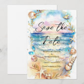 Elegante minimalistische strandbruiloft save the date (Voorkant / Achterkant)