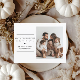 Elegante minimalistische Thanksgiving Family Photo Briefkaart