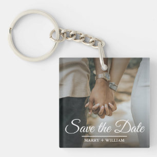 Elegante minimalistische trendy Save the Date Phot Sleutelhanger