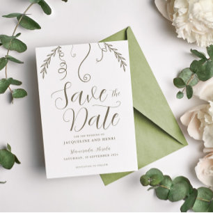 Elegante minimalistische tropische val verlaat bru save the date