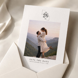 Elegante Minimalistische Trouwkaart Save the Date 