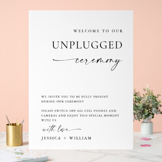 Elegante minimalistische unplugged bruiloft ceremo acryl bord (Huwelijk)