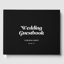 Elegante minimalistische vet kalligrafie zwart bru gastenboek