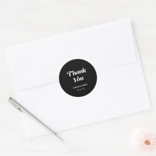 Elegante minimalistische vet kalligrafie zwart bru ronde sticker