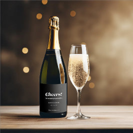 Elegante minimalistische vet kalligrafie zwart bru sparkling wijnetiket