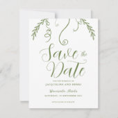 Elegante minimalistische Vine Leaf bruiloft Save The Date (Voorkant)