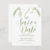 Elegante minimalistische Vine Leaf bruiloft Save The Date (Voorkant / Achterkant)