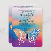 Elegante minimalistische vlinder en zonsondergang kaart (Voorkant / Achterkant)