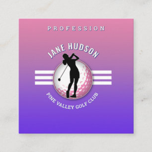 Elegante minimalistische vrouwen golfer ontwerp vierkante visitekaartje