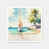 Elegante minimalistische waterverf boot cruise bru servet (Voorkant)