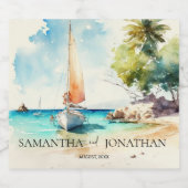 Elegante minimalistische waterverf boot cruise bru sparkling wijnetiket (Enkel label)