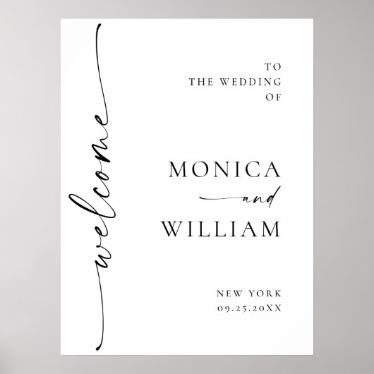 Elegante minimalistische welkom bruiloft kalligraf poster (Voorkant)