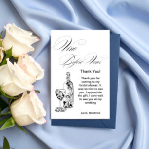 Elegante Minimalistische Wijn Voor De Huwelijksgel Bedankkaart