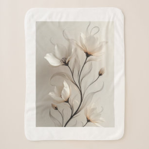 Elegante minimalistische witte bloemenkunst fleece sherpa deken