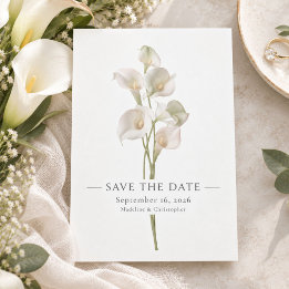 Elegante Minimalistische Witte Calla Lelie Bruilof Save The Date