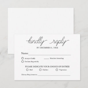 Elegante minimalistische witte maaltijd optie brui RSVP kaartje
