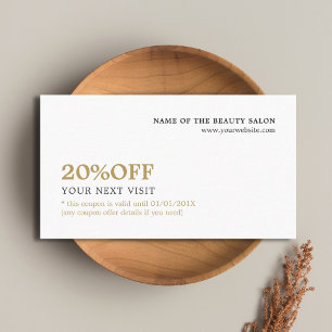 Elegante Minimalistische Witte Nepgouden Coupon Sc