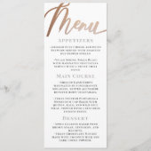 Elegante Minimalistische Witte Roze Gouden Script  Menu (Voorkant)