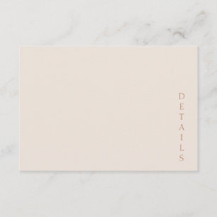 Elegante Minimalistische Woestijnzand Koperen Brui Informatiekaartje