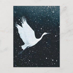 Elegante minimalistische zen kraanvlucht aankondigingskaart