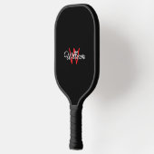 Elegante minimalistische zwart rode monogram pickleball paddle (Links)