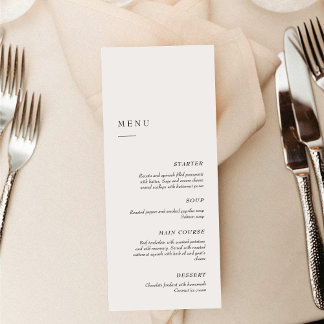 Elegante Minimalistische Zwart & Wit | Diner Bruil Menu