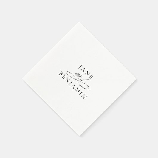 Elegante minimalistische zwart-wit fine art bruilo servet (Hoek)