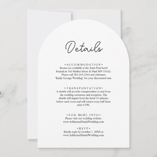 Elegante minimalistische zwart-wit romantische bru kaart (Achterkant)