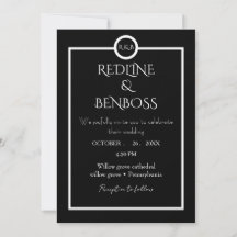 Elegante Minimalistische Zwart-Wit Trouw Uitnodigi