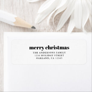 Elegante minimalistische zwart-wit vrolijke kerst etiket