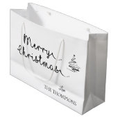 Elegante minimalistische zwart-wit vrolijke kerst groot cadeauzakje (Voorkant Gekanteld)