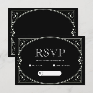 Elegante minimalistische zwarte en witte RSVP kaar Kaartje