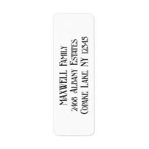 Elegante minimalistische zwarte typografie achtern etiket